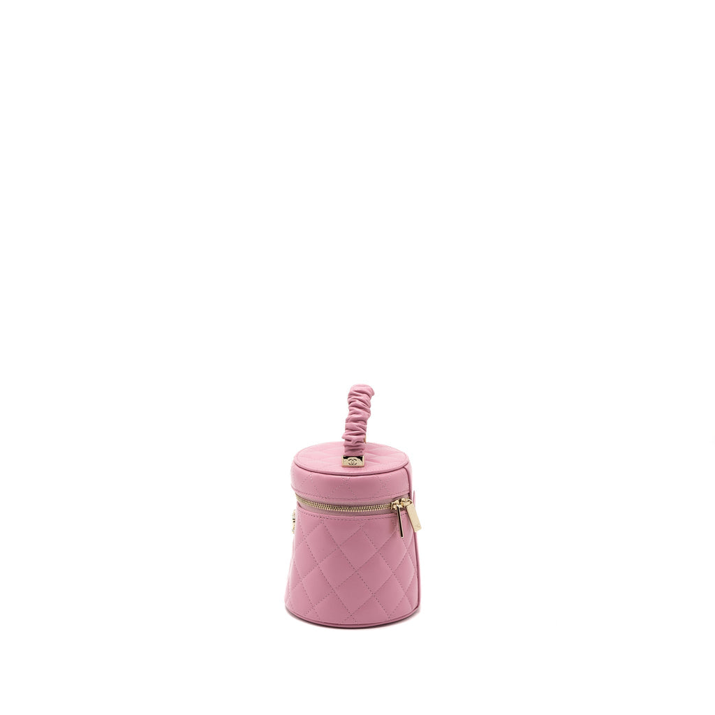 CHANEL TOP HANDLE VANITY CASE LAMBSKIN PINK LGHW