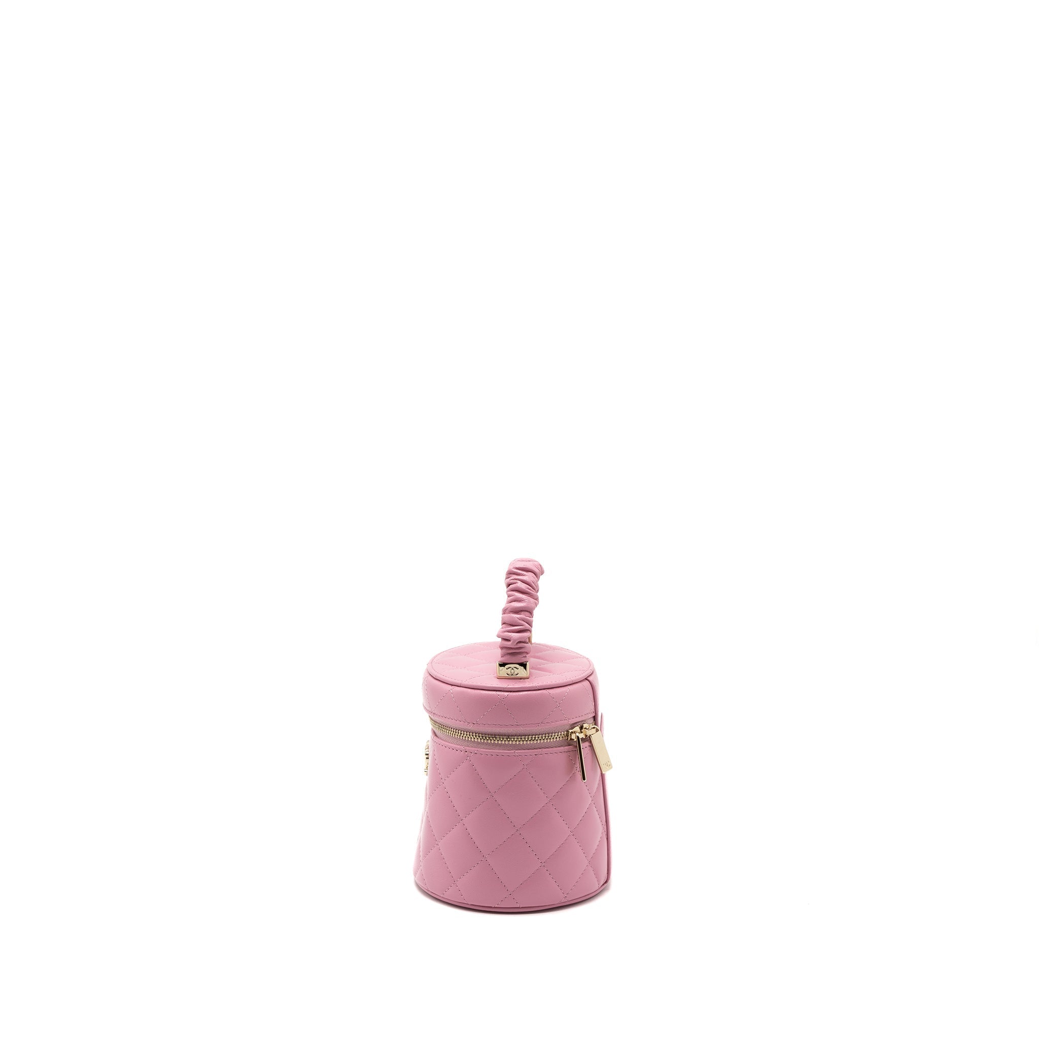 CHANEL TOP HANDLE VANITY CASE LAMBSKIN PINK LGHW