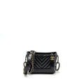 CHANEL SMALL GABRIELLE HOBO BAG CHEVRON AGED CALFSKIN BLACK MULTICOLOUR HARDWARE