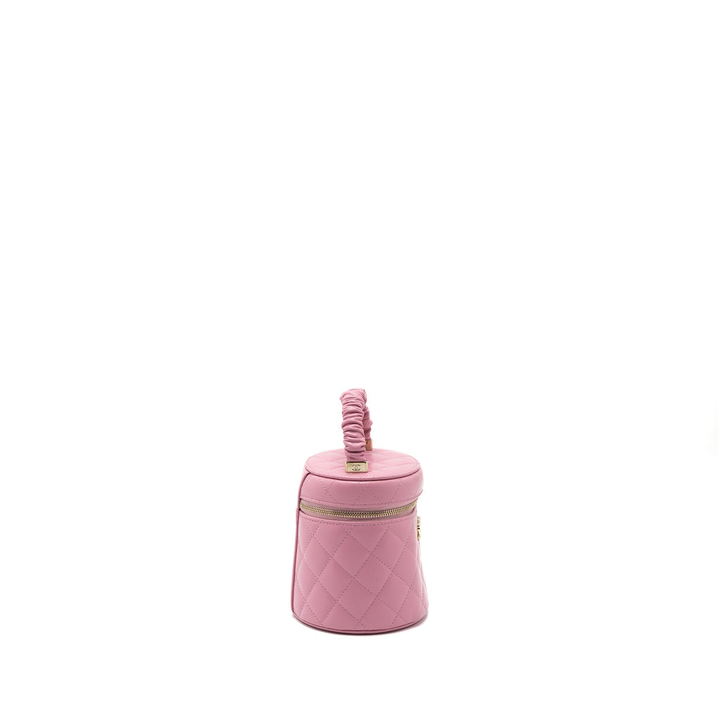 CHANEL TOP HANDLE VANITY CASE LAMBSKIN PINK LGHW