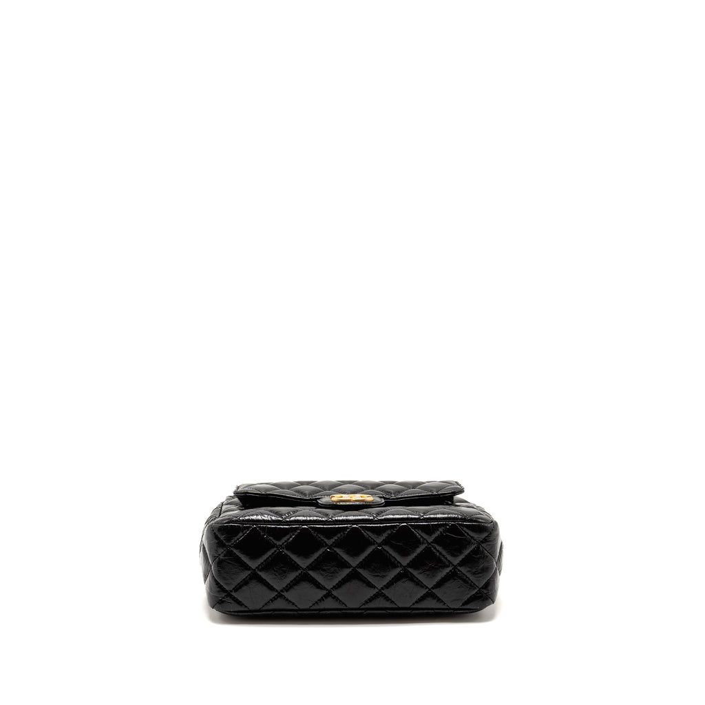 CHANEL HOBO BAG SHINY CALFSKIN BLACK GHW (MICROCHIP)