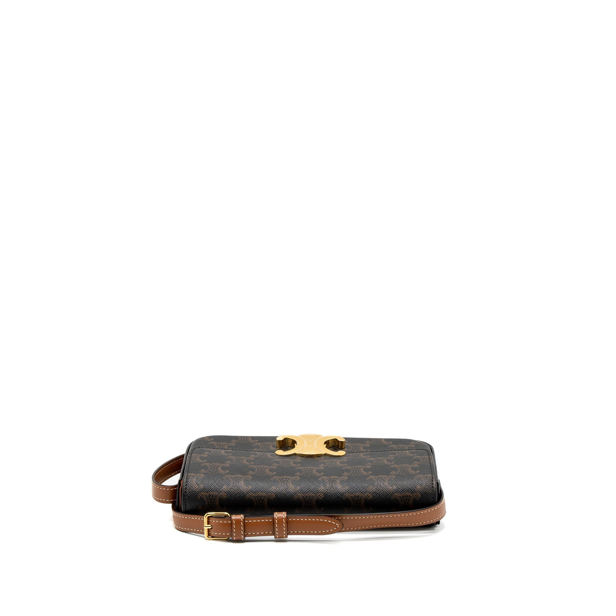CELINE TRIOMPHE SHOUDLER BAG TRIOMPHE CANVAS/CALFSKIN TAN GHW