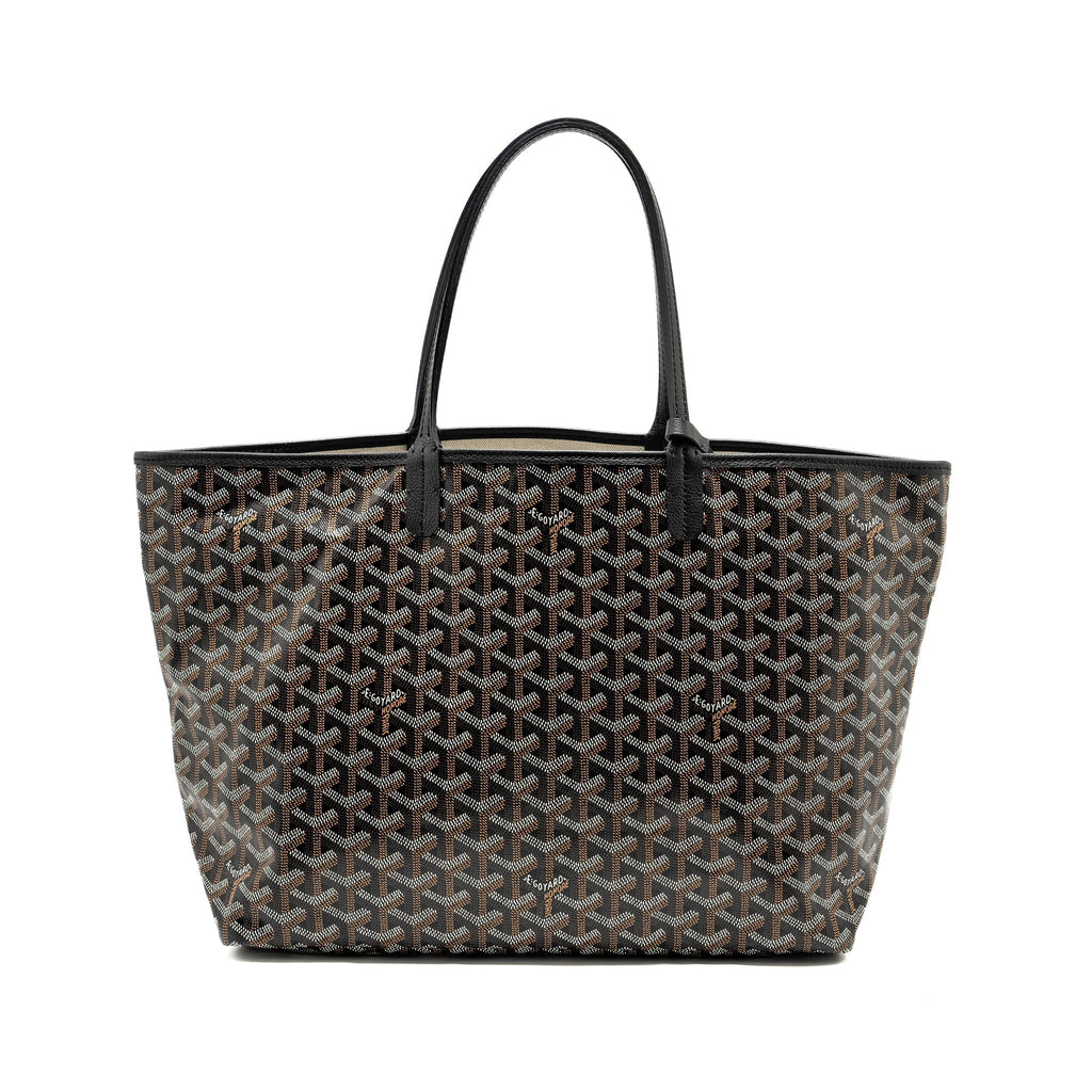 GOYARD SAINT LOUIS PM TOTE BAG GOYARDINE CANVAS / CALFSKIN BLACK SHW