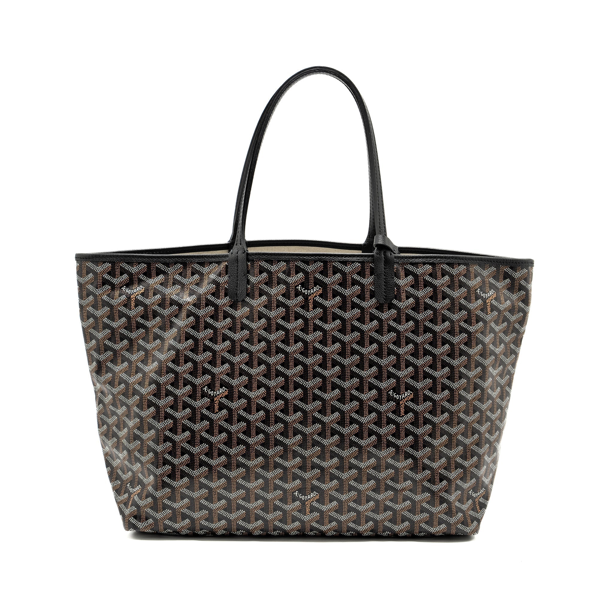 GOYARD SAINT LOUIS PM TOTE BAG GOYARDINE CANVAS / CALFSKIN BLACK SHW