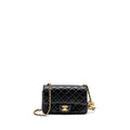 CHANEL PEARL CRUSH MINI RECTANGULAR FLAP BAG LAMBSKIN BLACK GHW (MICROCHIP)