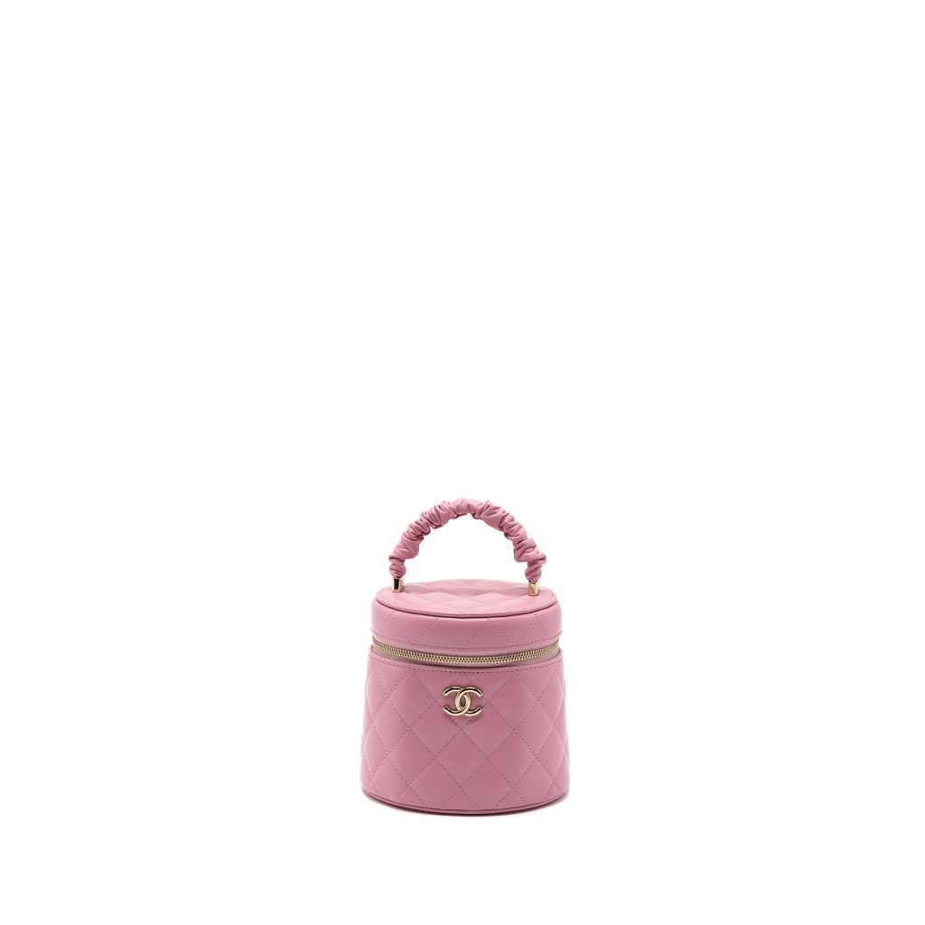 CHANEL TOP HANDLE VANITY CASE LAMBSKIN PINK LGHW