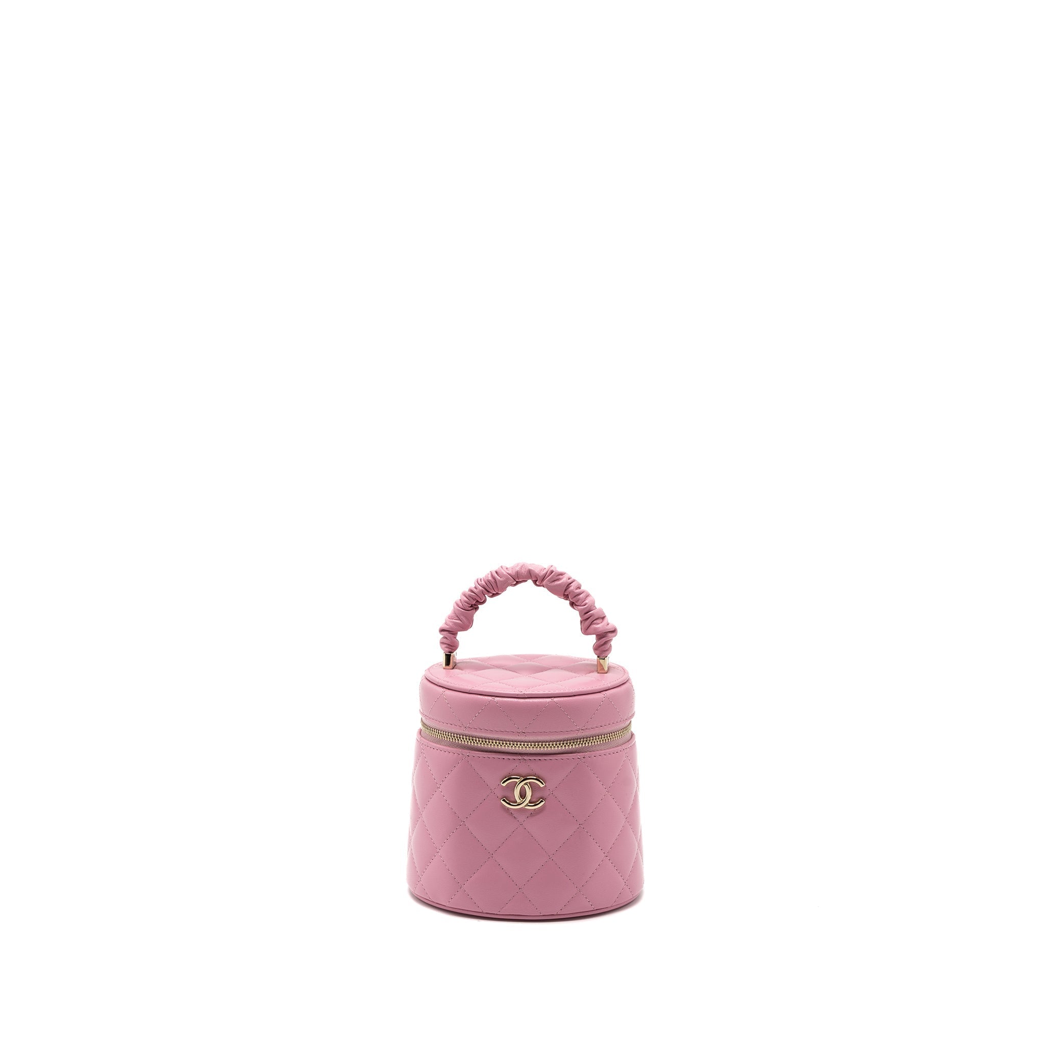 CHANEL TOP HANDLE VANITY CASE LAMBSKIN PINK LGHW