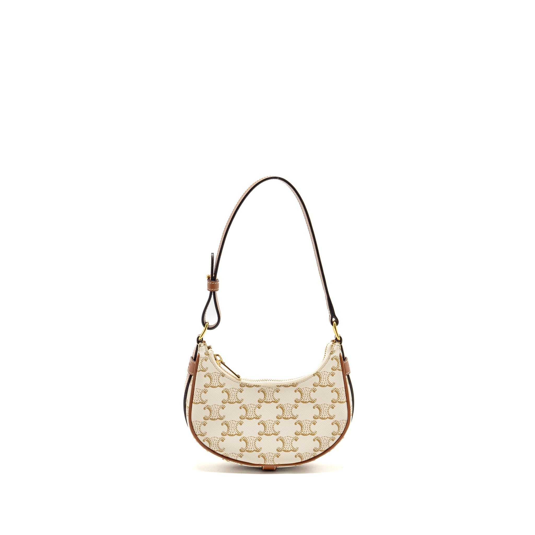CELINE MINI AVA BAG TRIOMPHE CANVAS/CALFSKIN WHITE/BROWN GHW