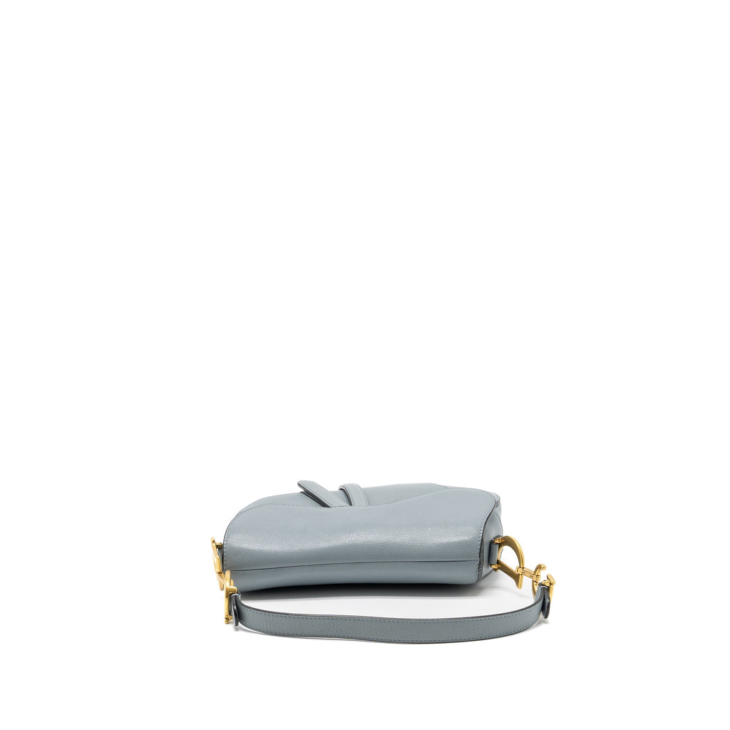 DIOR MEDIUM SADDLE BAG GOATSKIN LIGHT BLUE GHW