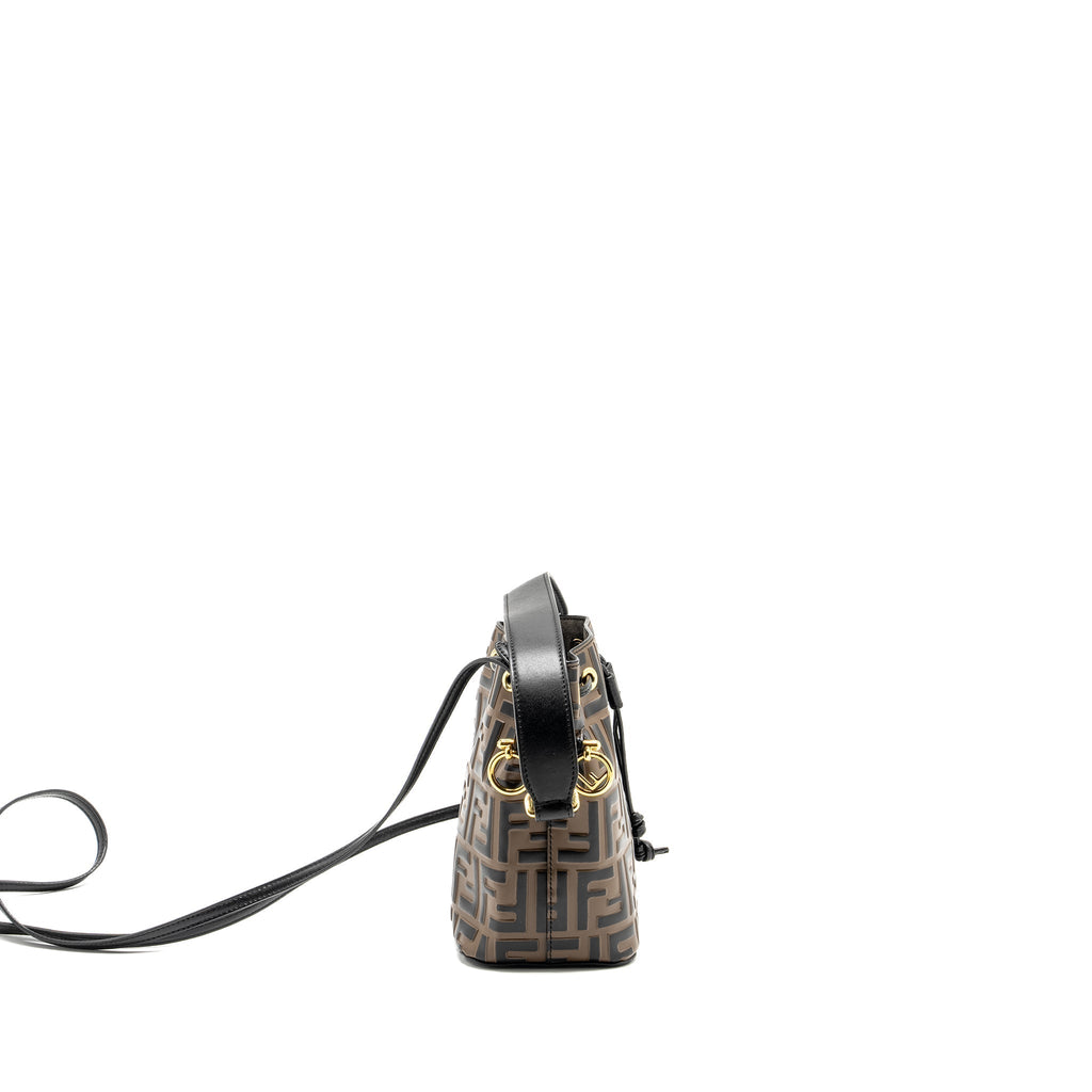 FENDI MINI MON TRESOR BUCKET BAG CALFSKIN BROWN/BLACK GHW