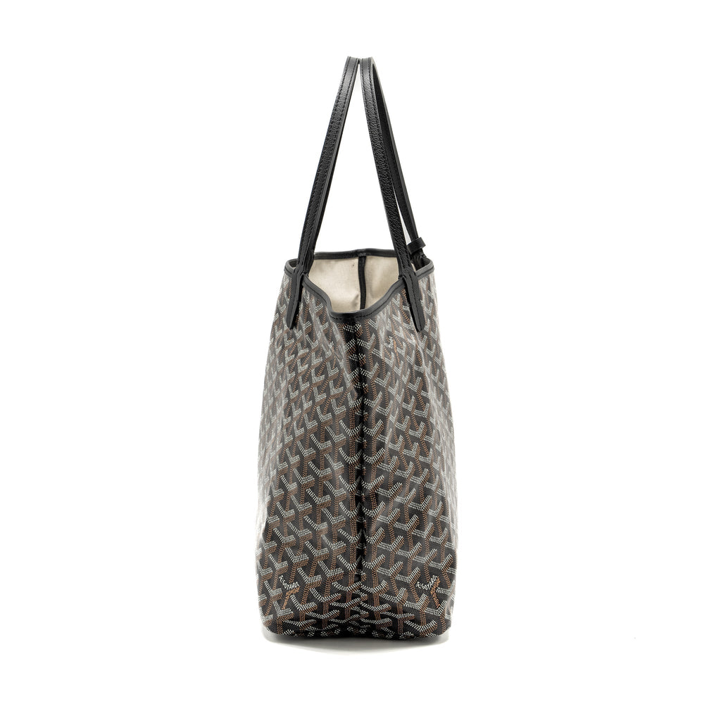 GOYARD SAINT LOUIS PM TOTE BAG GOYARDINE CANVAS / CALFSKIN BLACK SHW