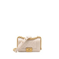 CHANEL SMALL BOY BAG LAMBSKIN CREAM WHITE GHW