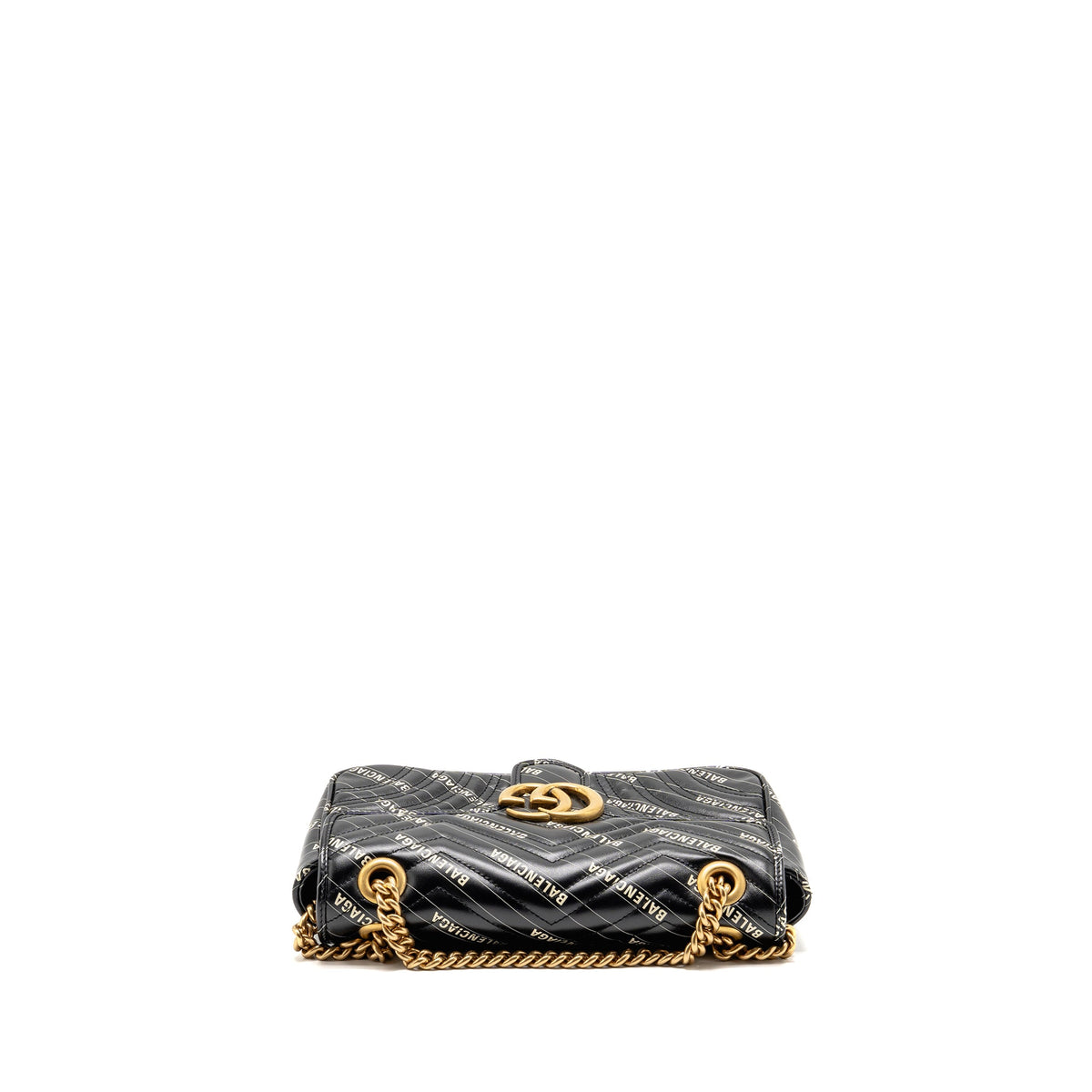 Gucci x Balenciaga The Hacker Project Small GG Marmont Bag Chevron Leather Black/White GHW