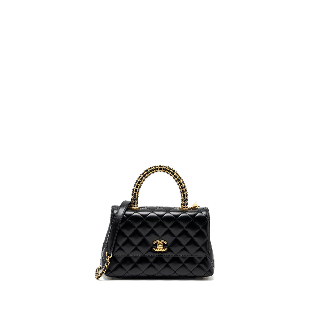CHANEL SMALL COCO HANDLE LIMITED EDITION SMOOTH CALFSKIN BLACK GHW(MICROCHIP)