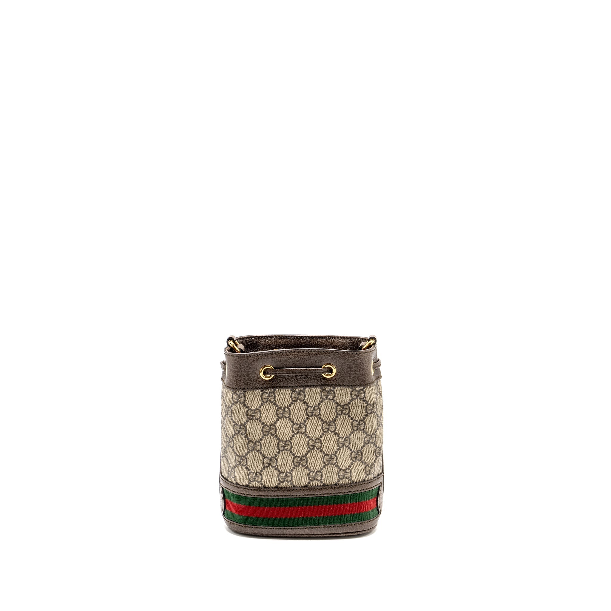 GUCCI OPHIDIA MINI BUCKET BAG GG SUPREME CANVAS BEIGE / EBONY GHW
