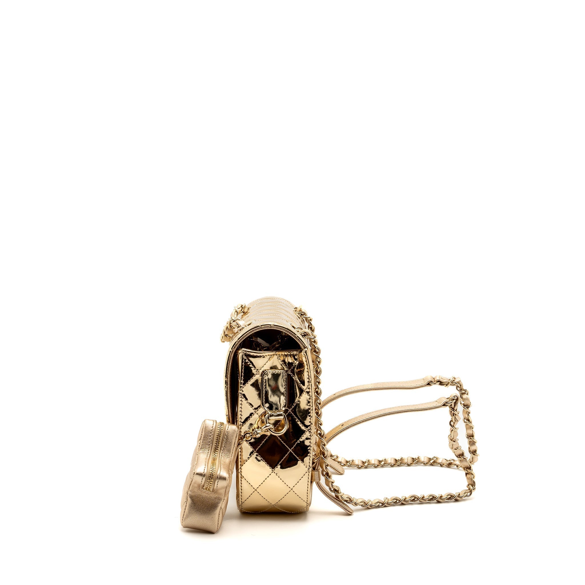 CHANEL 24C BACKPACK WITH STAR PATENT GOLD LGHW (MICROCHIP)