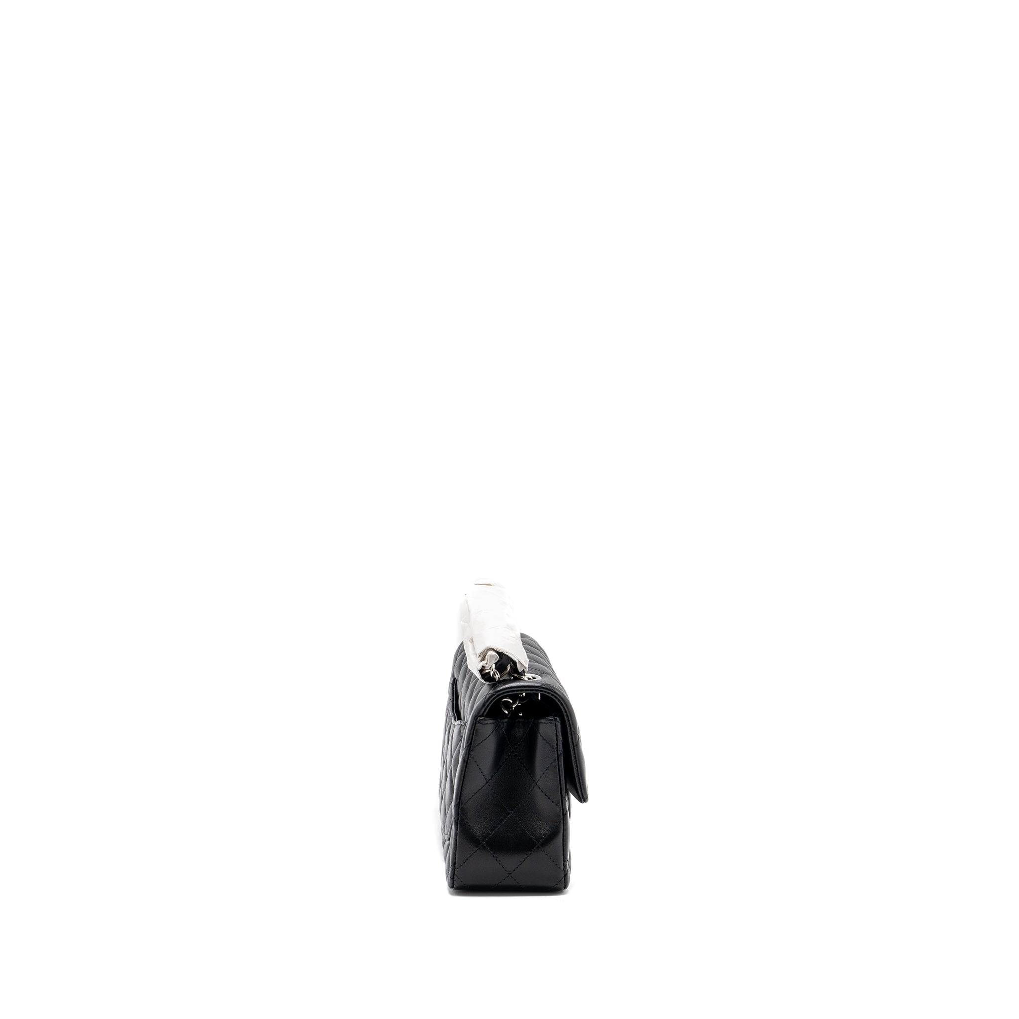 CHANEL MINI RECTANGULAR FLAP BAG LAMBSKIN BLACK WITH SHW (MICROCHIP)