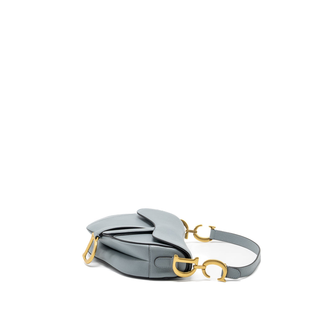 DIOR MEDIUM SADDLE BAG GOATSKIN LIGHT BLUE GHW
