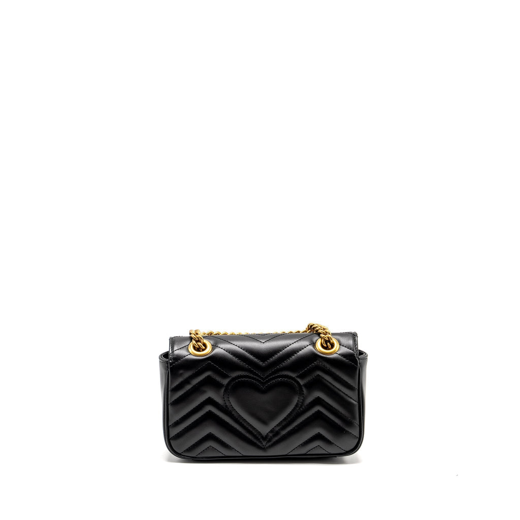 GUCCI MINI GG MARMONT SHOULDER BAG CALFSKIN BLACK GHW