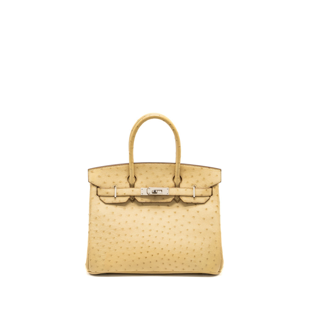 HERMES BIRKIN 30 OSTRICH 3C PARCHEMIN SHW