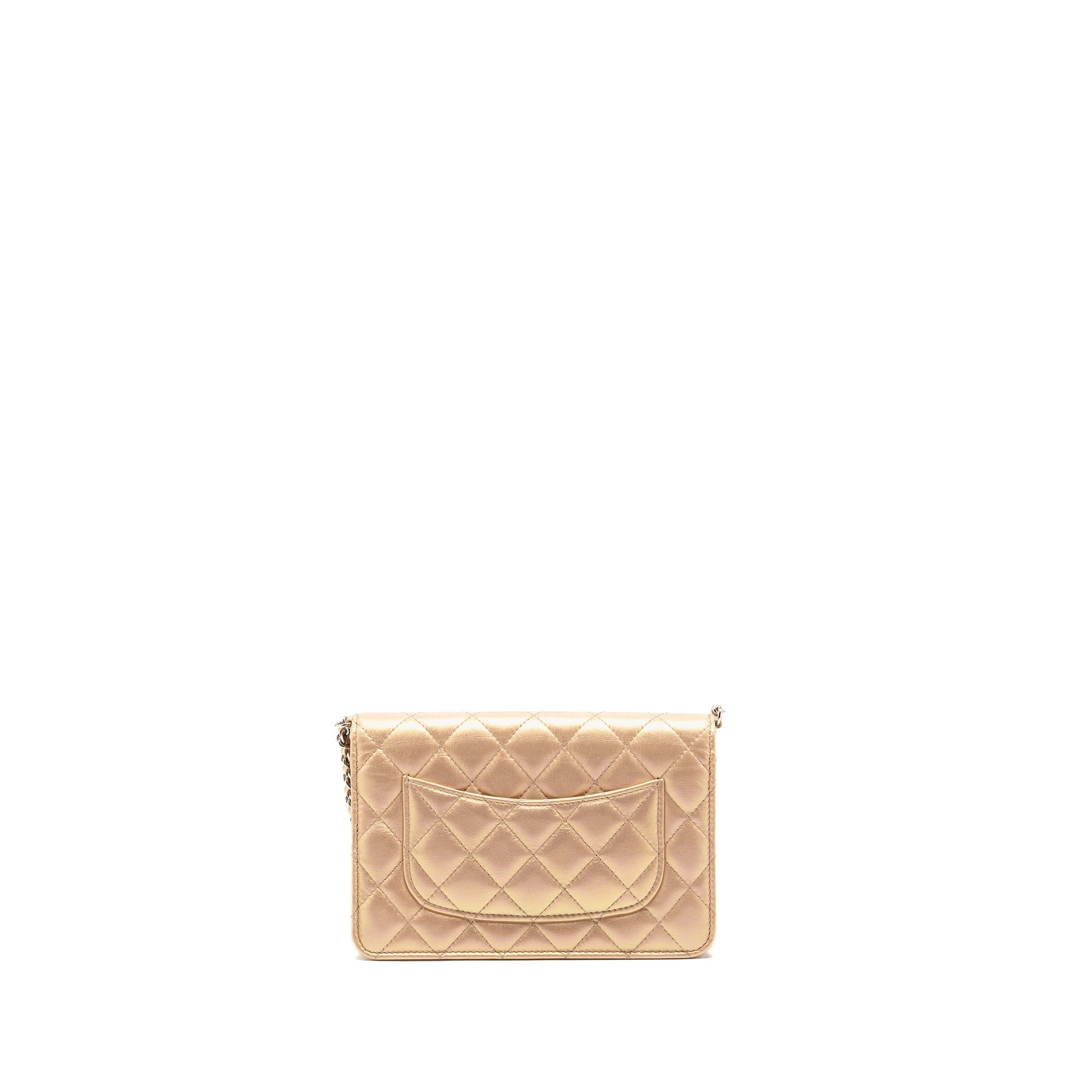 CHANEL CLASSIC WALLET ON CHAIN LAMBSKIN IRIDESCENT PINK SHW (MICROCHIP)