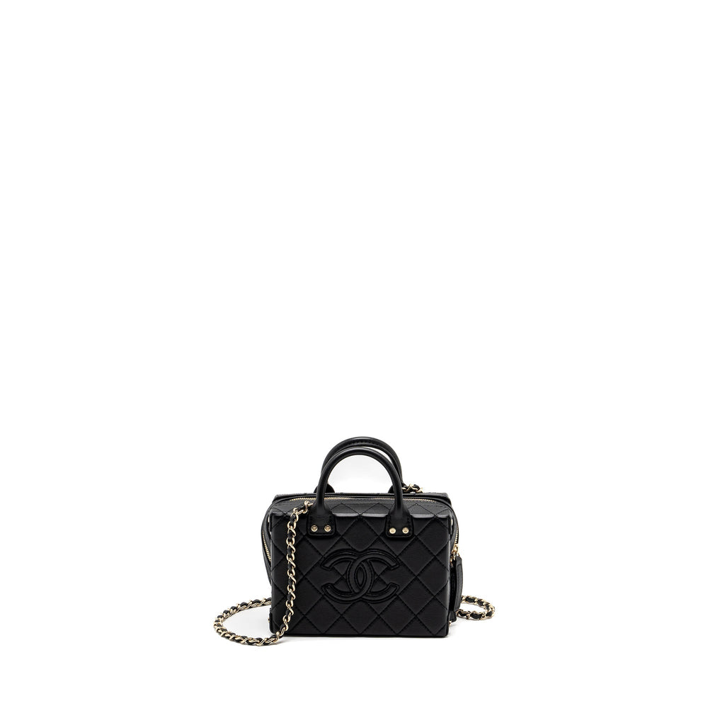 CHANEL 22B SMALL VANITY CASE CALFSKIN BLACK GHW (MICROCHIP)