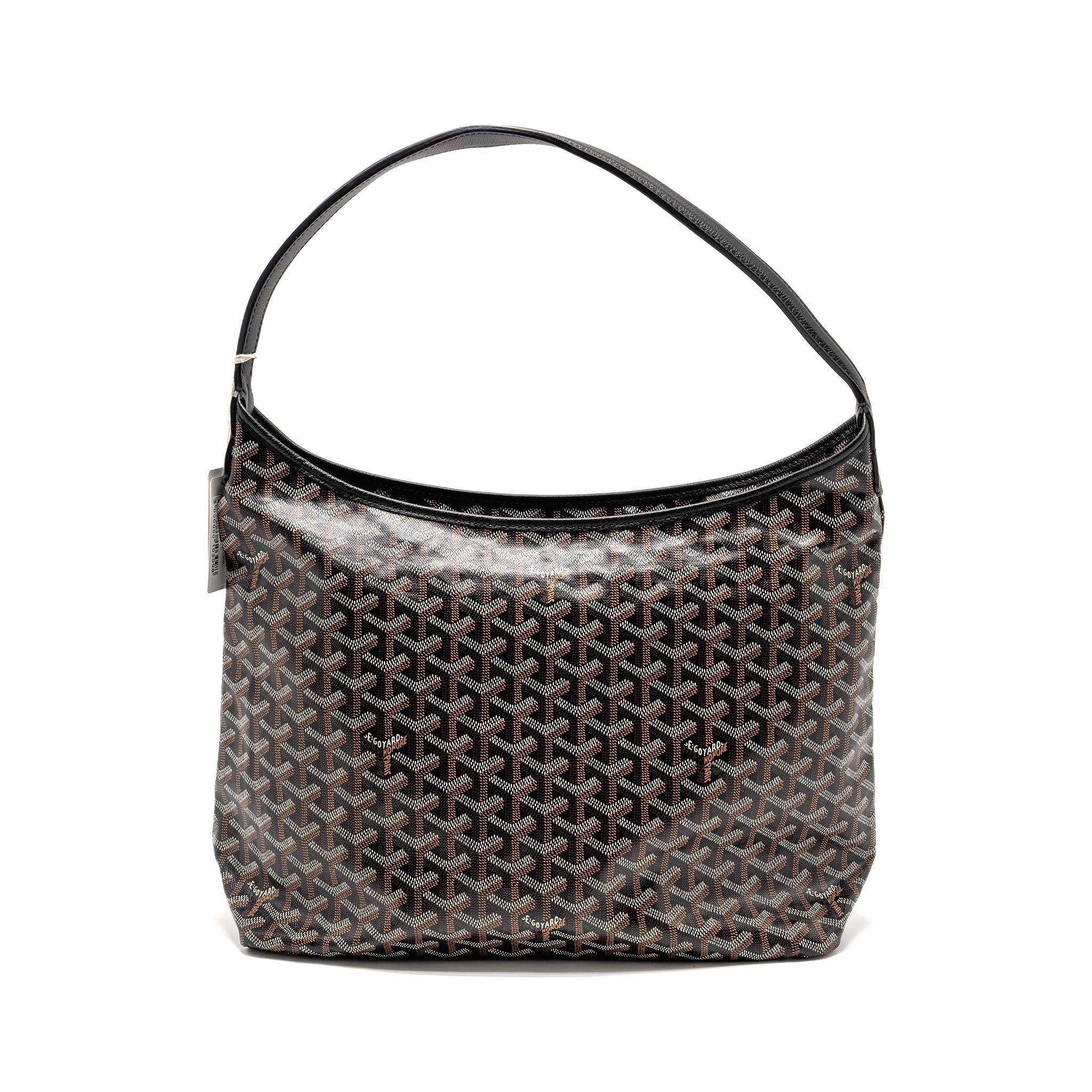 GOYARD BOHEME HOBO BAG GOYARDINE CANVAS/CALFSKIN BLACK SHW