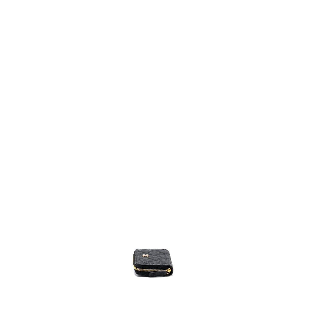 CHANEL QUILTED ZIPPER CARD HOLDER CAVIAR BLACK GHW (MICROCHIP)