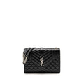 SAINT LAURENT/YSL MEDIUM ENVELOPE CHAIN BAG GRAINED CALFSKIN MIX MATELASSE BLACK SHW