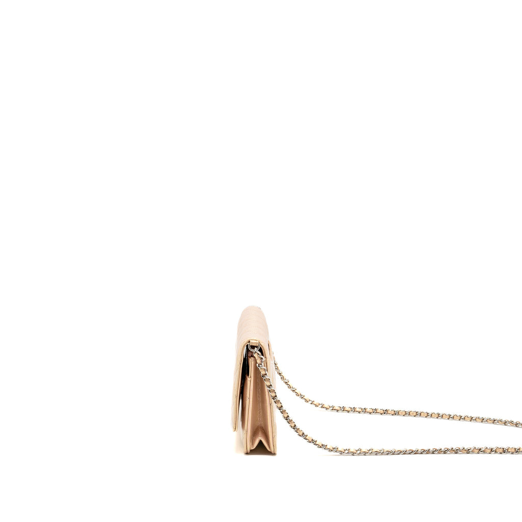 CHANEL CLASSIC WALLET ON CHAIN LAMBSKIN IRIDESCENT PINK SHW (MICROCHIP)