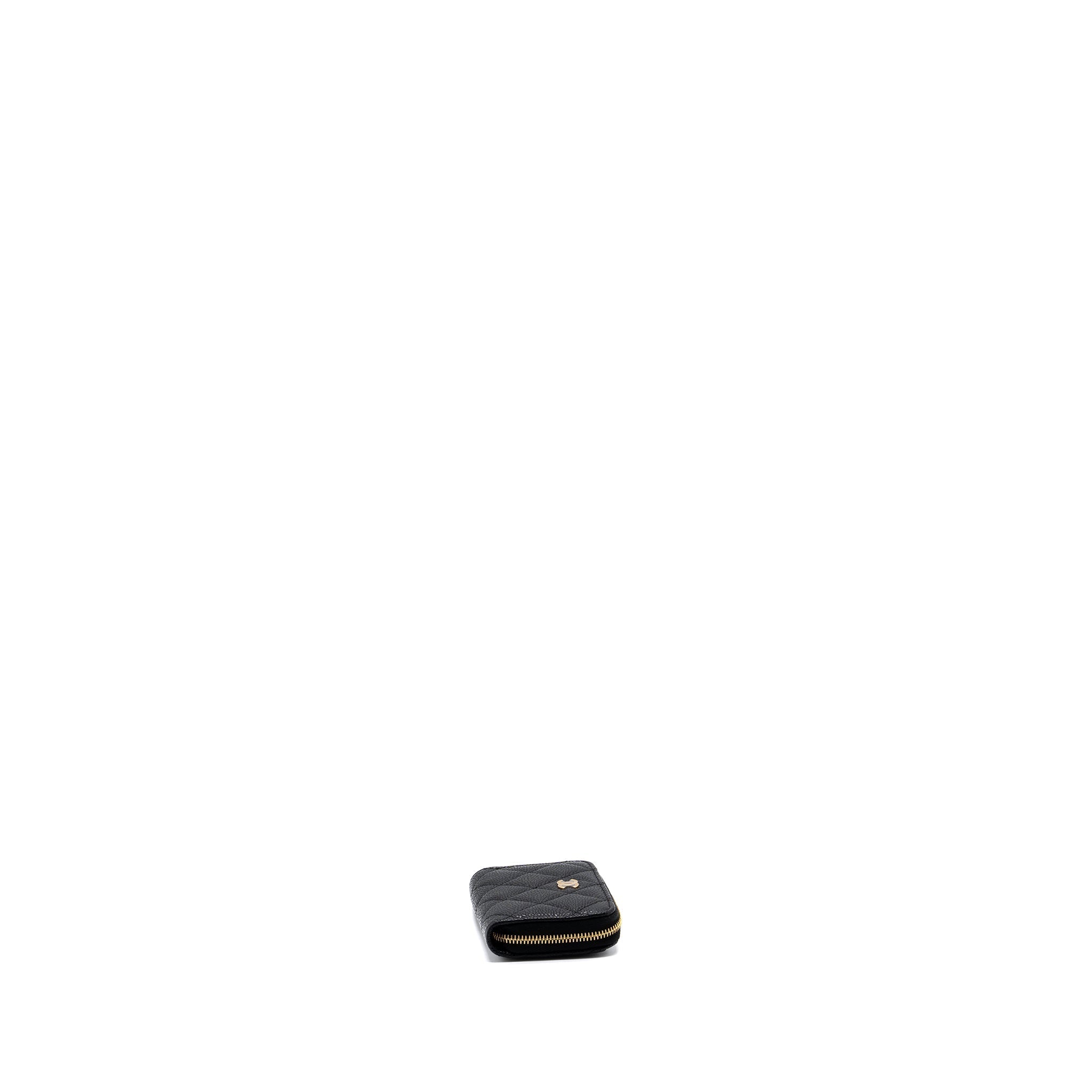 CHANEL QUILTED ZIPPER CARD HOLDER CAVIAR BLACK GHW (MICROCHIP)