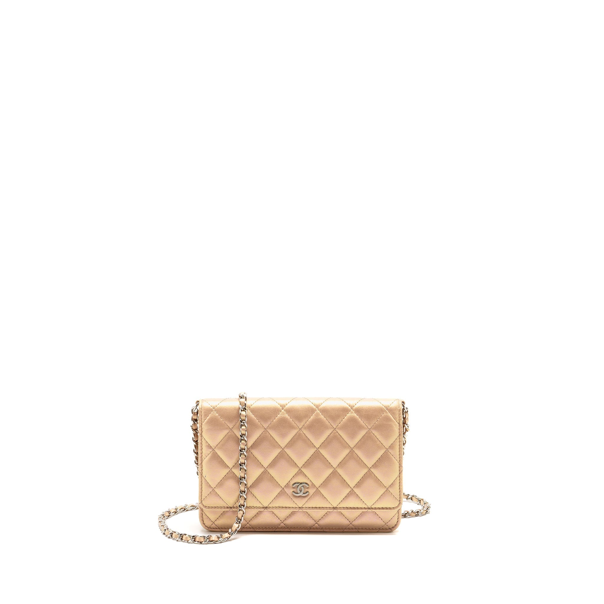 CHANEL CLASSIC WALLET ON CHAIN LAMBSKIN IRIDESCENT PINK SHW (MICROCHIP)