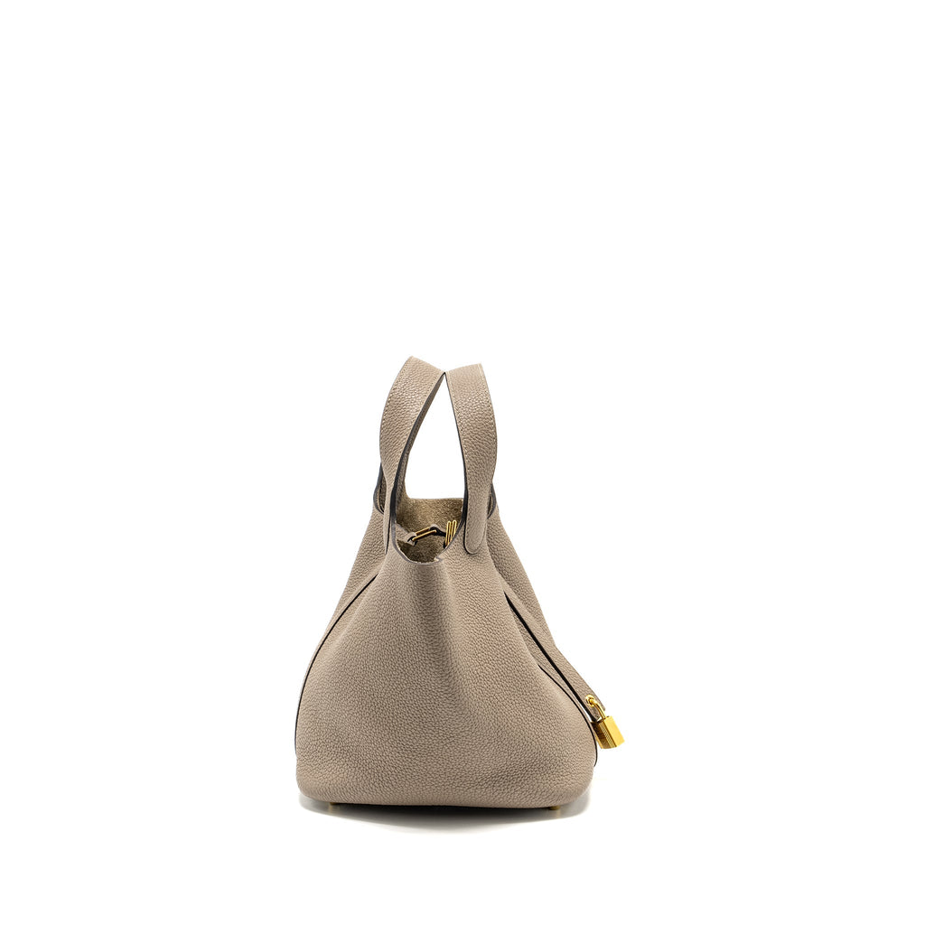 HERMES PICOTIN 18 LOCK BAG TAURILLON MAURICE GRIS ASPHALTE GHW