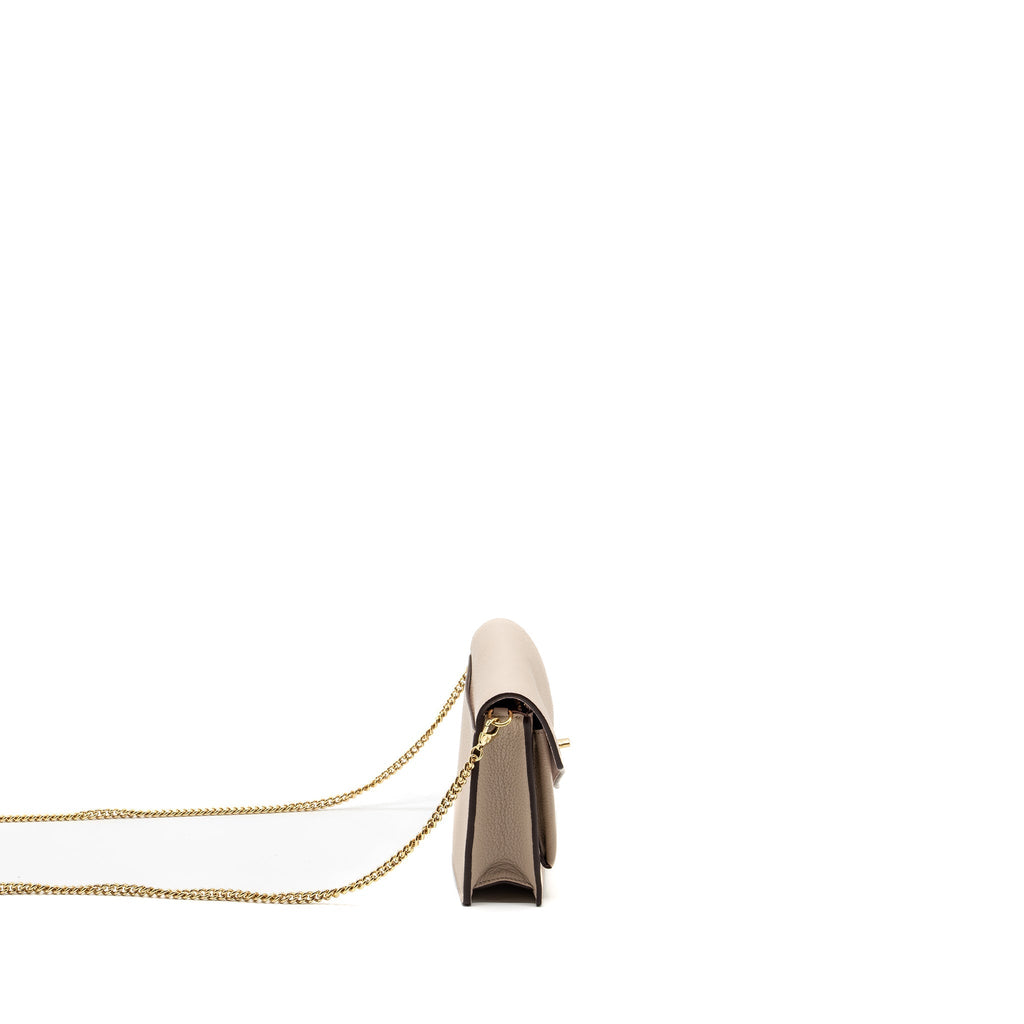 LOUIS VUITTON MYLOCKME CHAIN POCHETTE CALFSKIN GREIGE BEIGE GHW