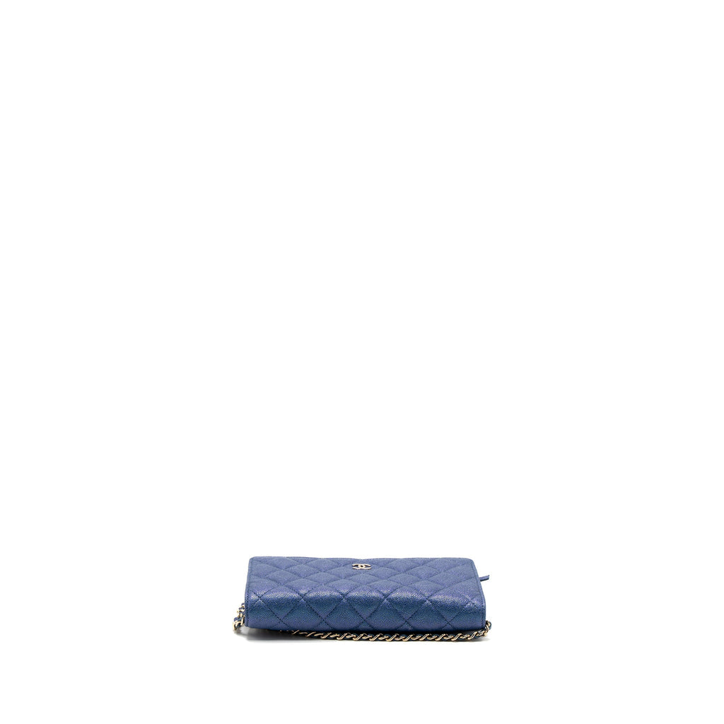 CHANEL CLASSIC WALLET ON CHAIN CAVIAR IRIDESCENT BLUE LGHW
