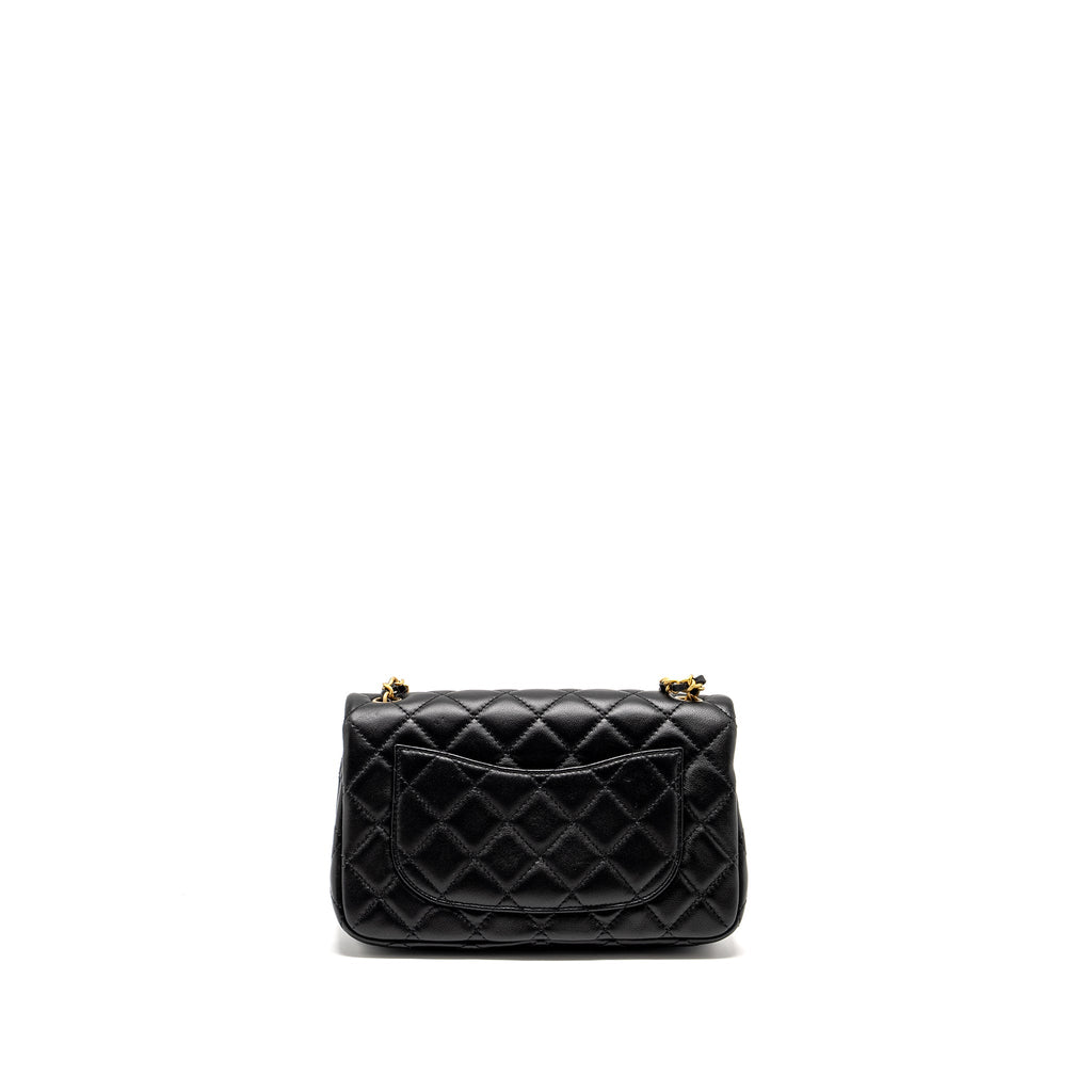 CHANEL PEARL CRUSH MINI RECTANGULAR FLAP BAG LAMBSKIN BLACK GHW (MICROCHIP)