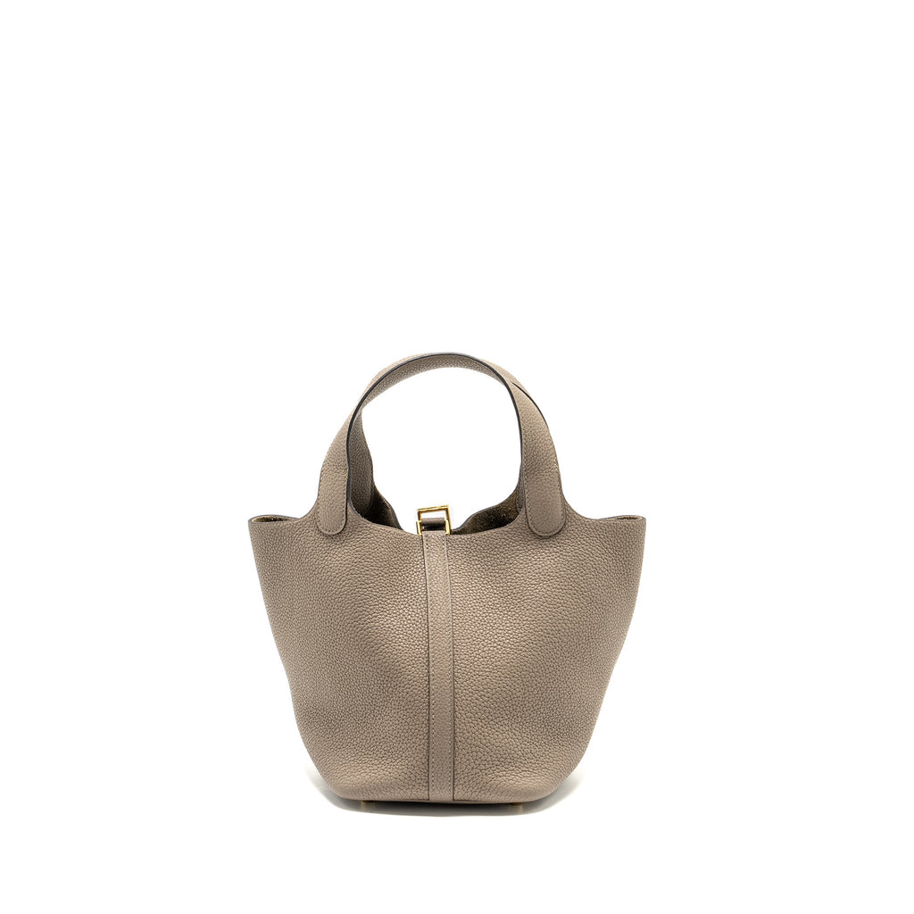 HERMES PICOTIN 18 LOCK BAG TAURILLON MAURICE GRIS ASPHALTE GHW