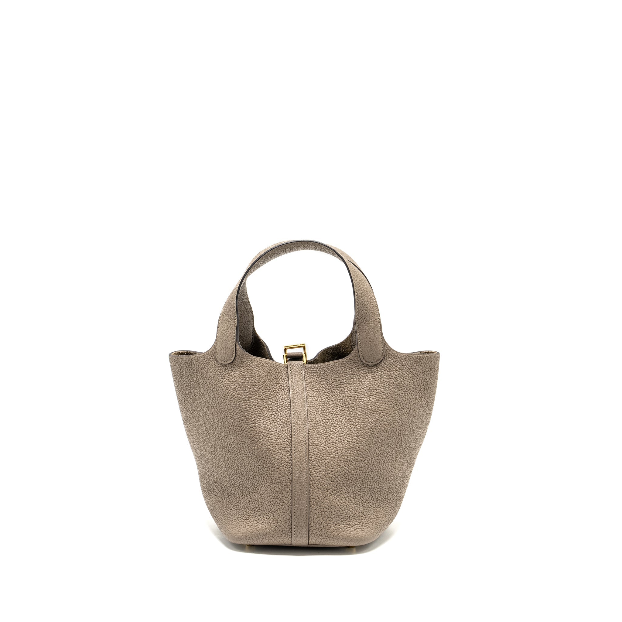 HERMES PICOTIN 18 LOCK BAG TAURILLON MAURICE GRIS ASPHALTE GHW