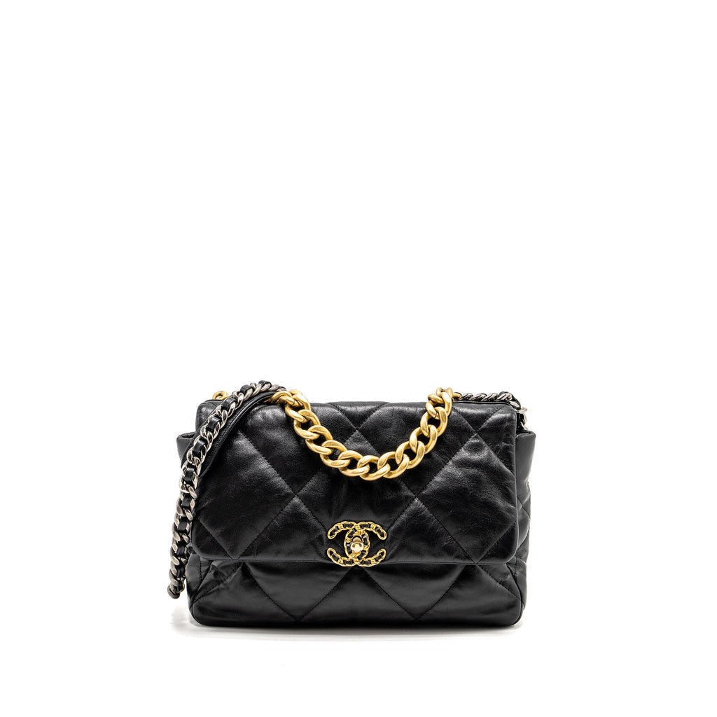 CHANEL LARGE 19 BAG GOATSKIN BLACK MULTICOLOUR HARDWARE