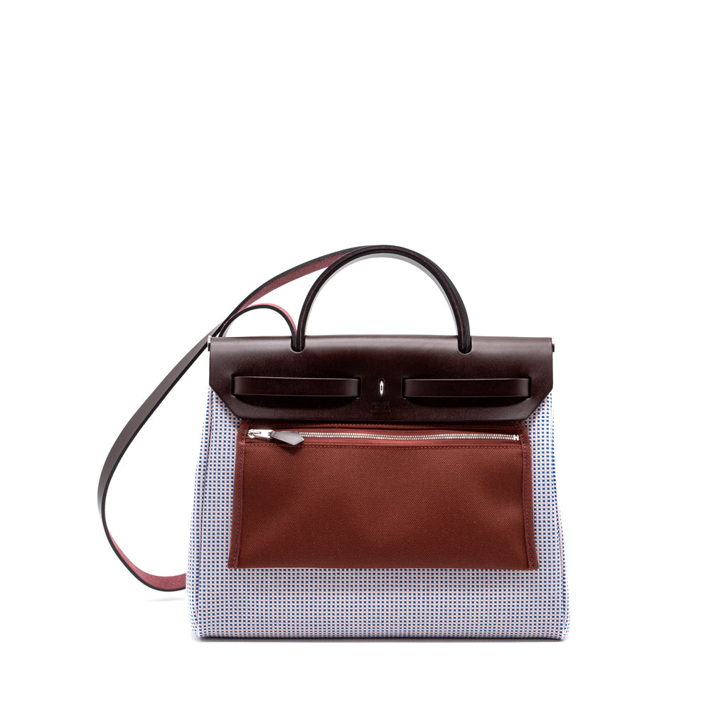Hermes Herbag 31 zip bag multi colour rouge sellier / pink/ blue/ ecru SHW