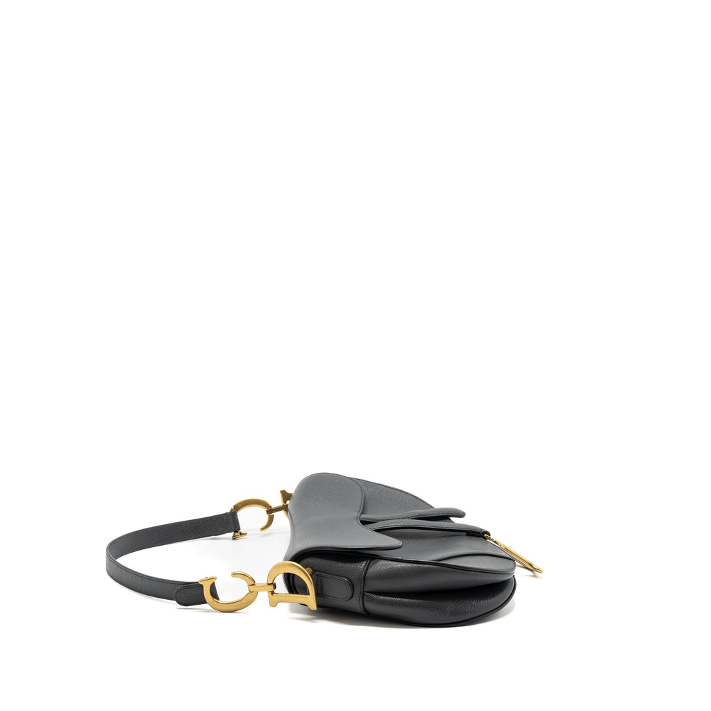 DIOR MEDIUM SADDLE BAG GOATSKIN DARK GREY GHW