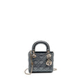 DIOR MINI LADY DIOR LAMBSKIN IRIDESCENT GREY SHW