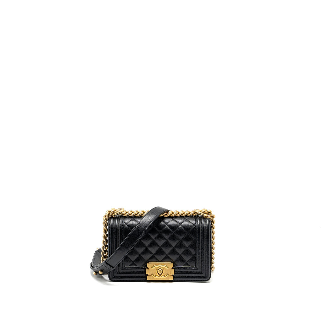 CHANEL SMALL BOY BAG CAVIAR BLACK GHW (MICROCHIP)