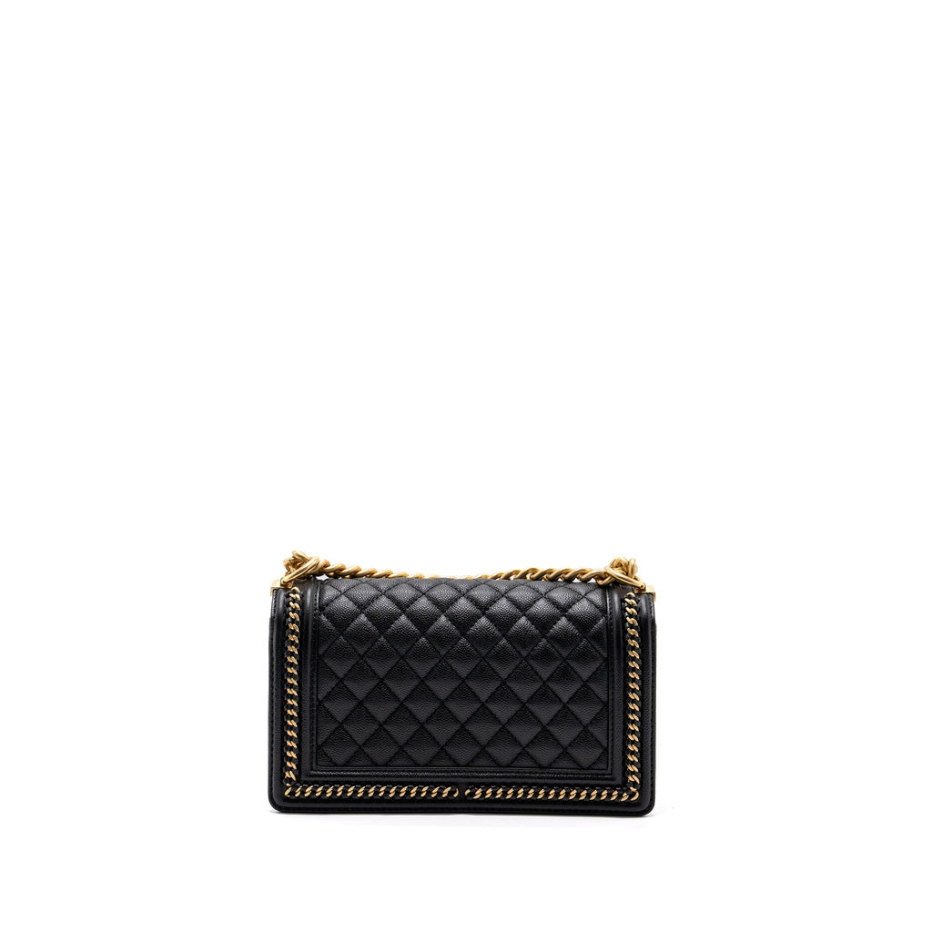 CHANEL MEDIUM BOY BAG LIMITED EDITION CAVIAR BLACK GHW (MICROCHIP)