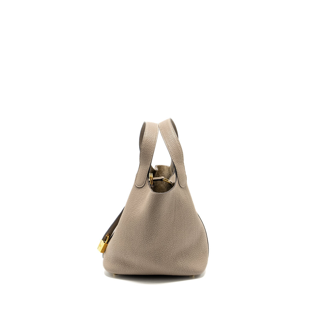 HERMES PICOTIN 18 LOCK BAG TAURILLON MAURICE GRIS ASPHALTE GHW