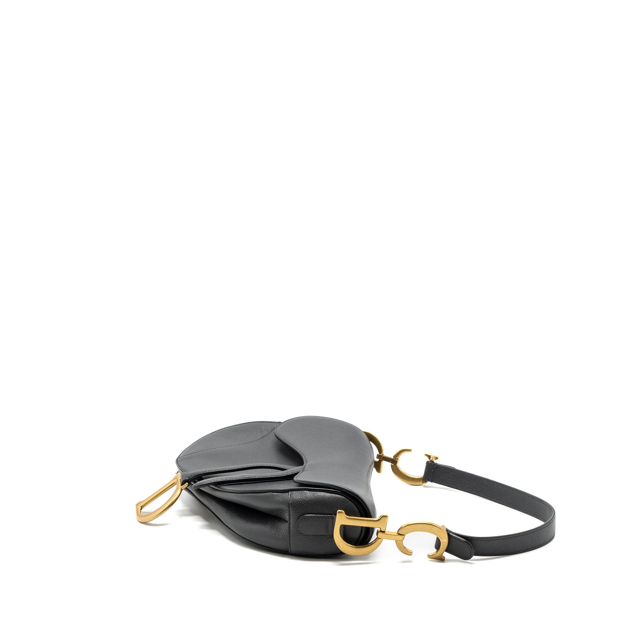DIOR MEDIUM SADDLE BAG GOATSKIN DARK GREY GHW