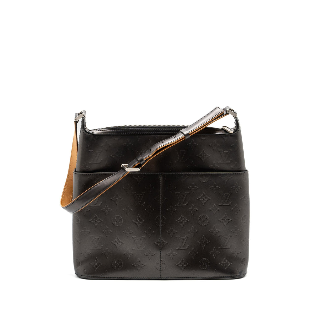 LOUIS VUITTON MESSENGER SHOULDER BAG LEATHER DARK GREY SHW