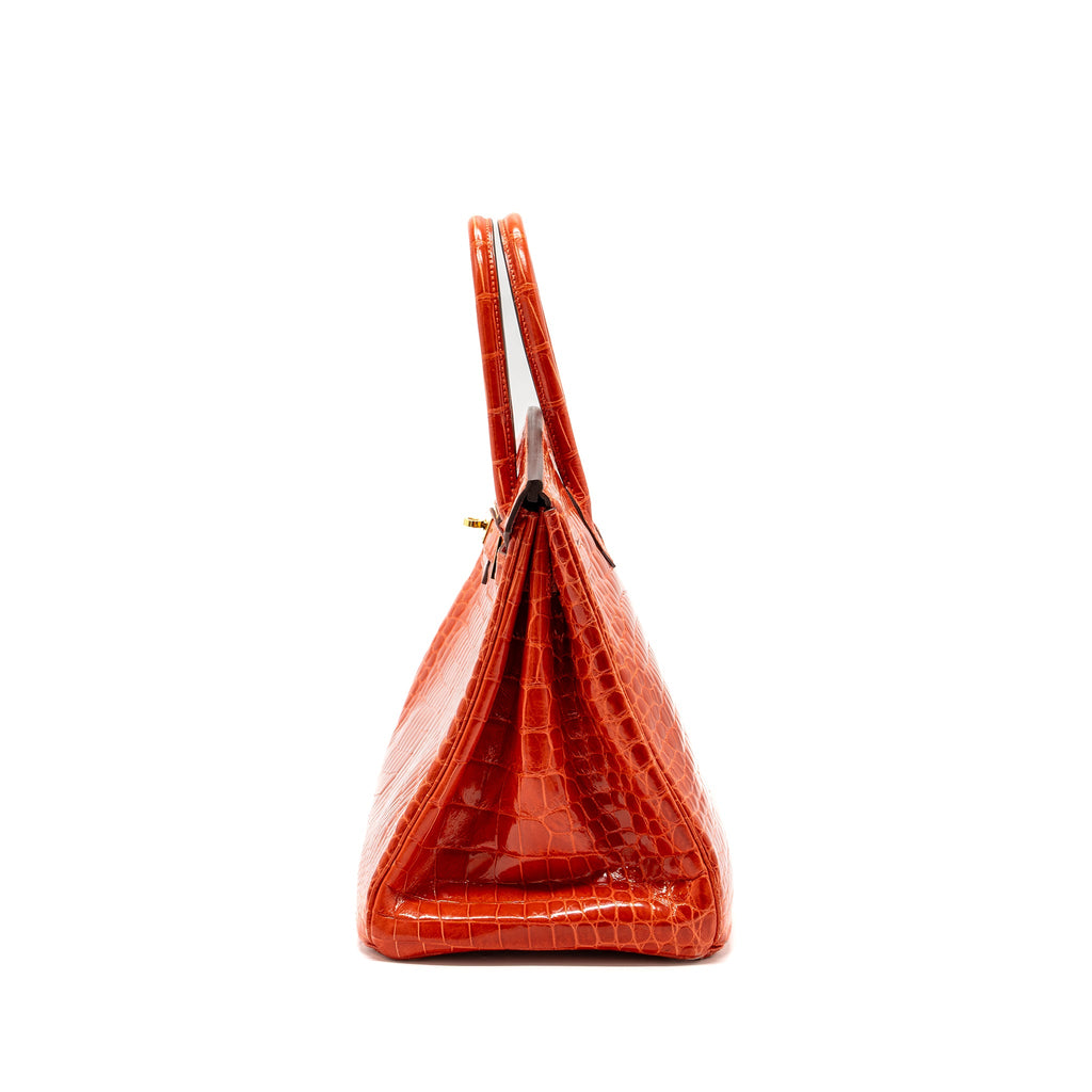 Hermes Birkin 35 Shiny Crocodile Porosus Feu GHW