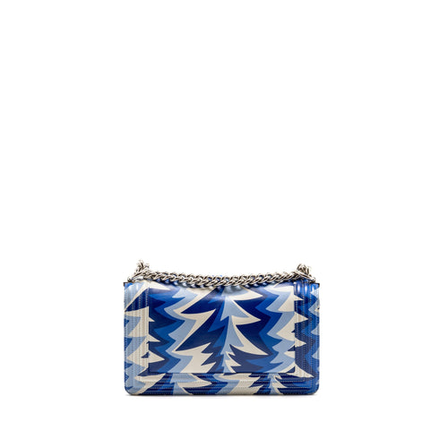 Chanel Medium Boy Bag 19C Limited Edition Printed Calfskin White/Blue SHW