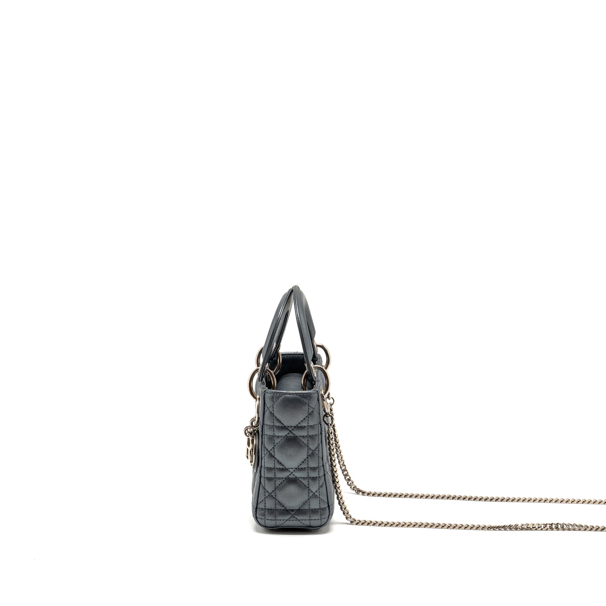 DIOR MINI LADY DIOR LAMBSKIN IRIDESCENT GREY SHW